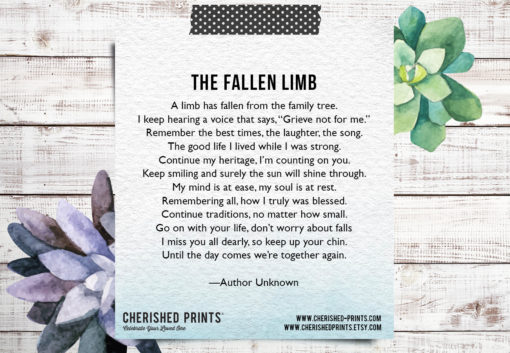 The Fallen Limb Cherished Prints   The Fallen Limb Poem 510x353 