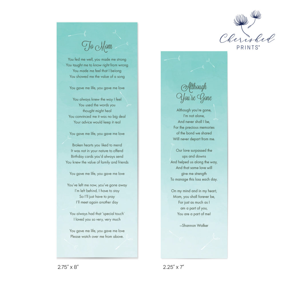 Dandelion Bookmarks - Celebration of Life Bookmark Memorial Bookmark ...