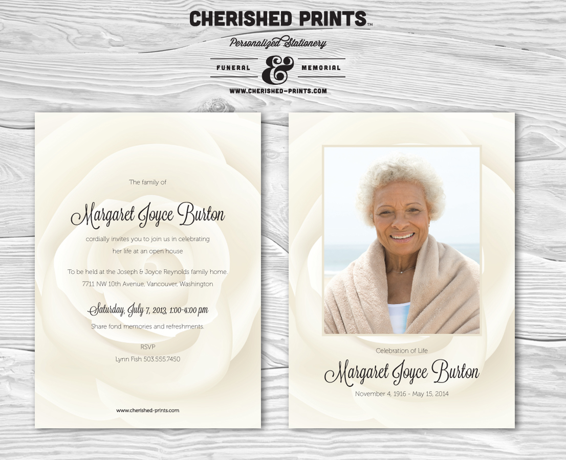 White Rose Celebration of Life Invitations and Announcements ...
