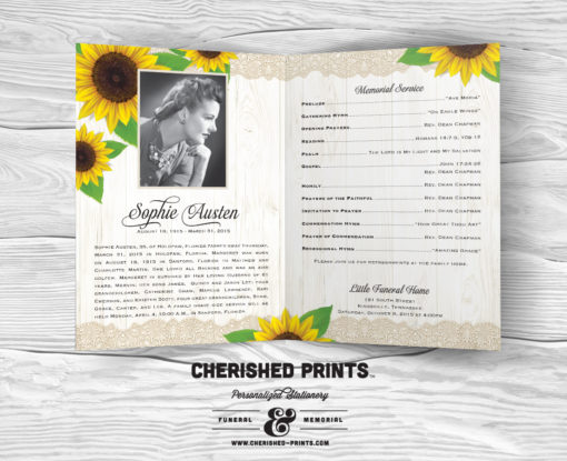 Sunflowers Funeral Program