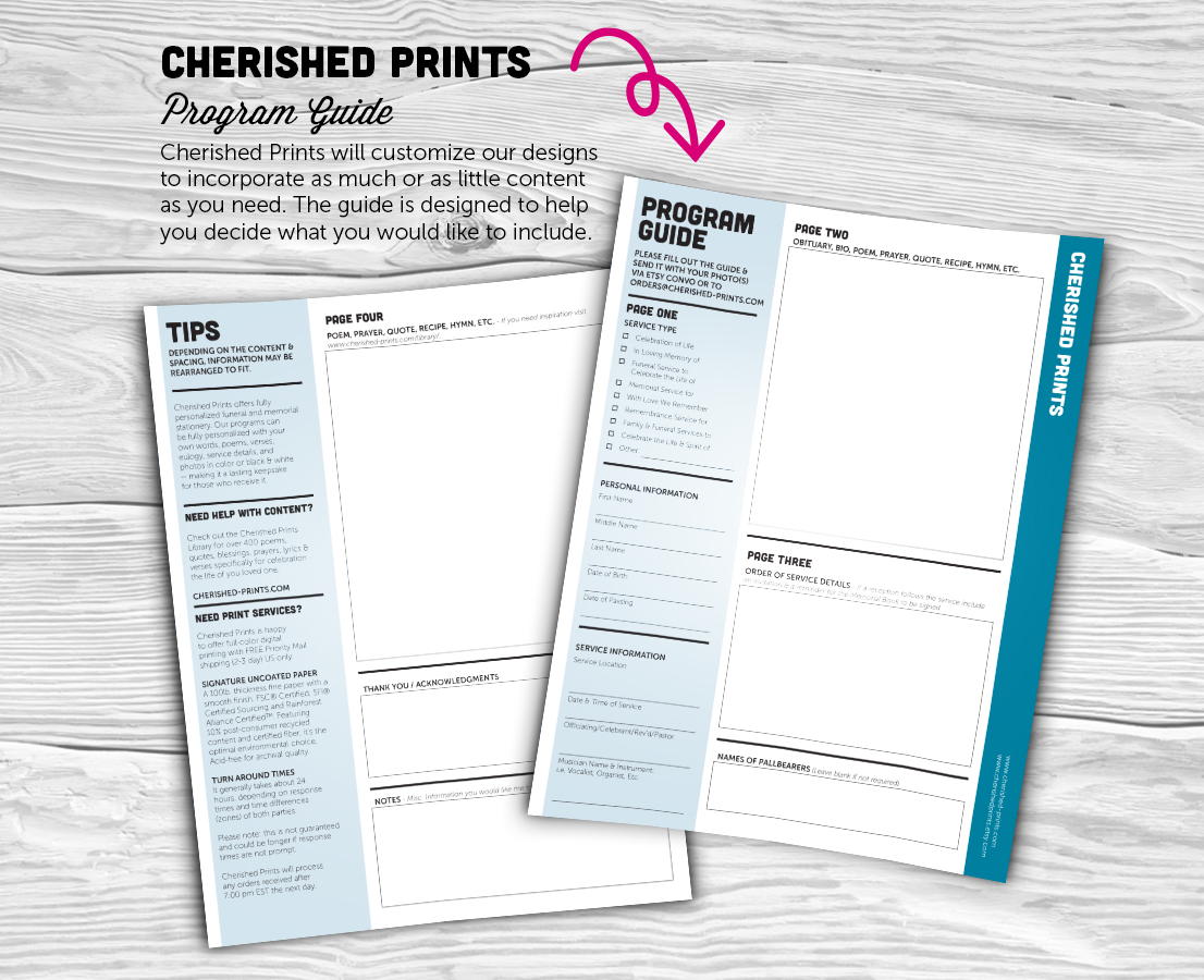 Program Guide Questionnaire • Cherished Prints