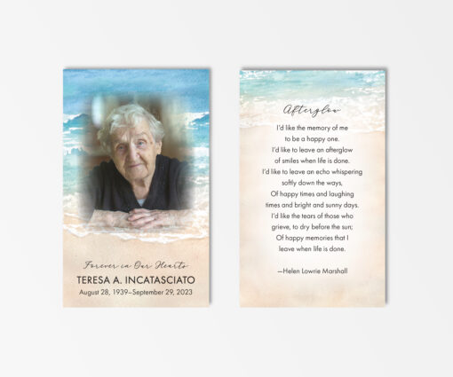 Beach photo memorial cards