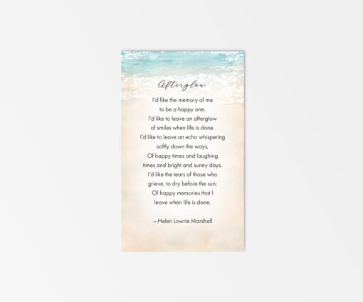 Beach poem memorial cards