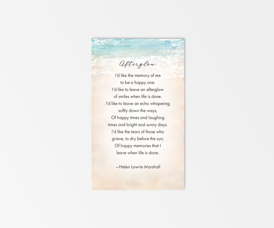 Beach Prayer Cards, Mass Cards, Funeral Cards, Memorial Cards ...