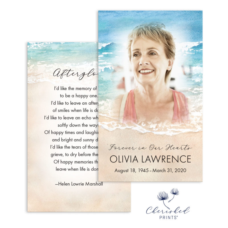 Beach Prayer Cards, Mass Cards, Funeral Cards, Memorial Cards ...