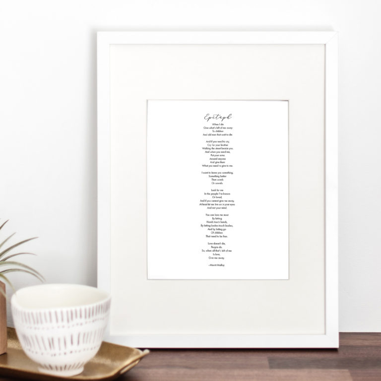 Epitaph by Merrit Malloy Poem Print NCIS • Cherished Prints